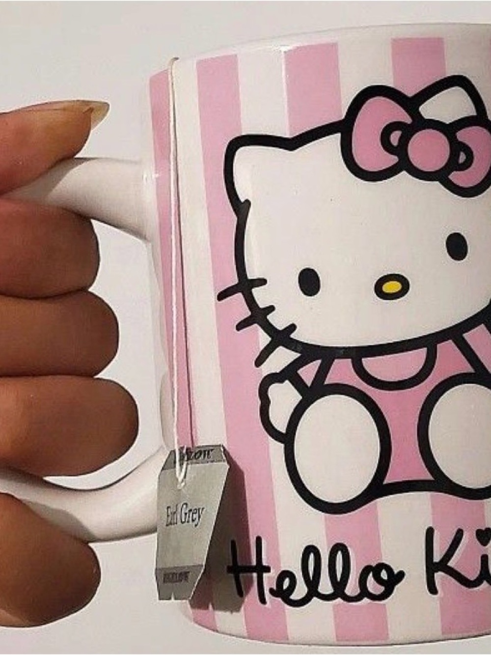 Hello Kitty Pink and White Striped Kids Mug